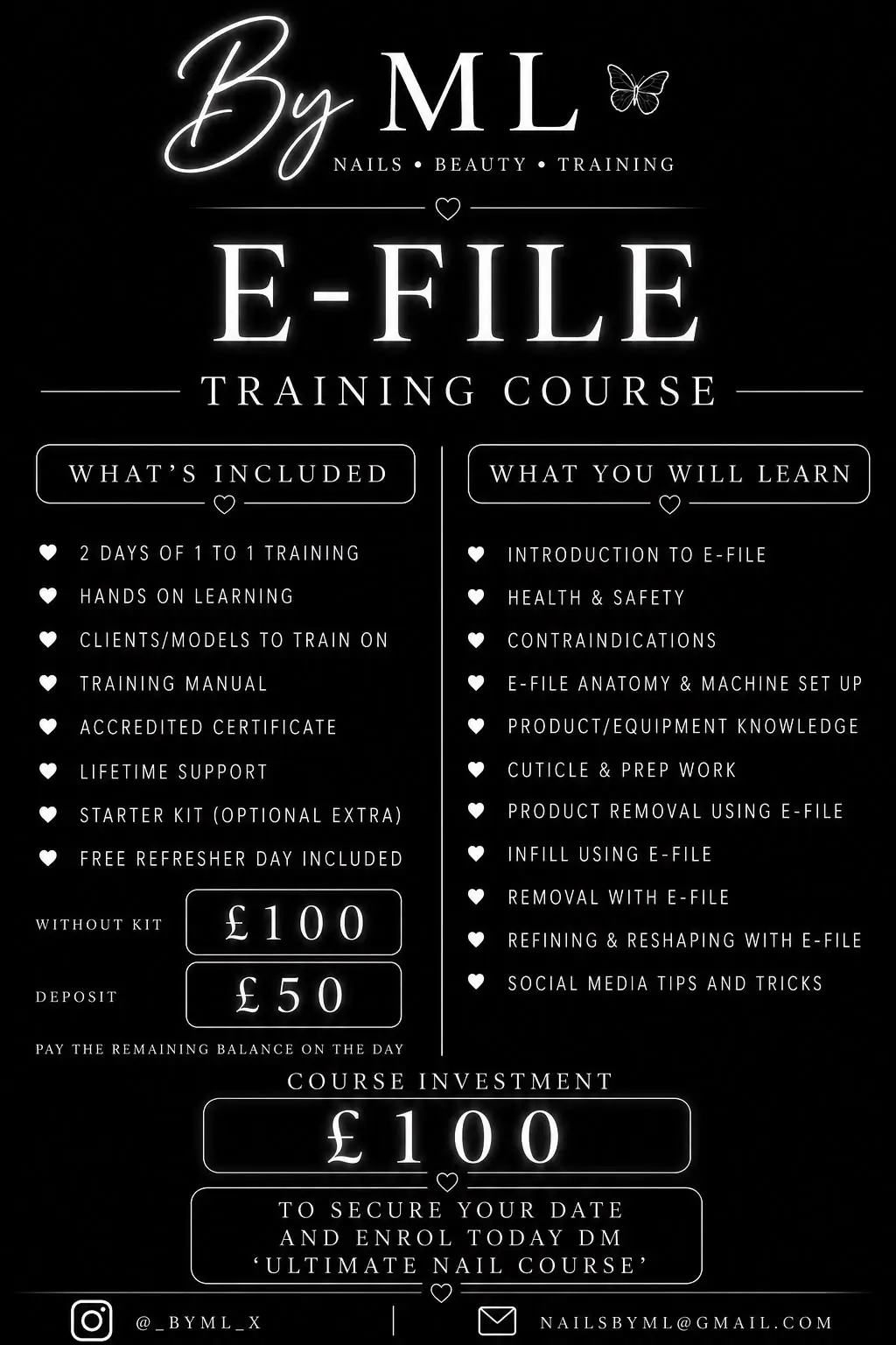 E file training course poster; details transcribed above